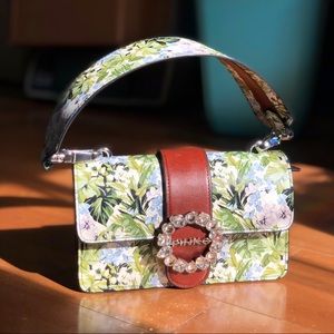 PINKO Mini Hydrangea Floral Baguette Love Handbag